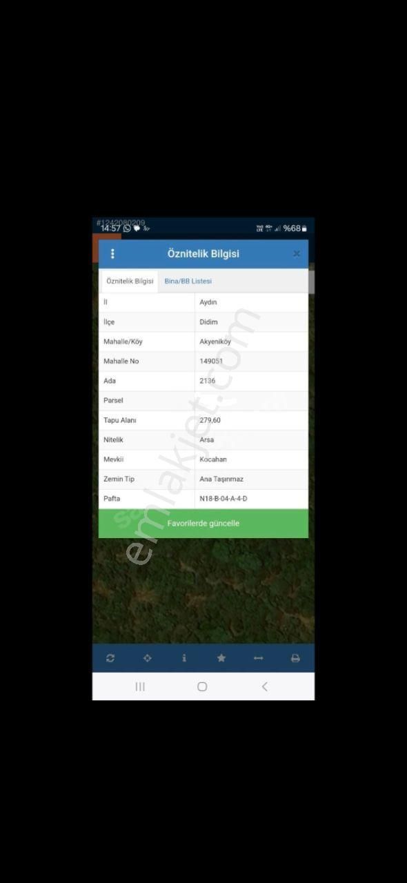 Bafa Gölüne 500 Metre Yatırımlık Arsa