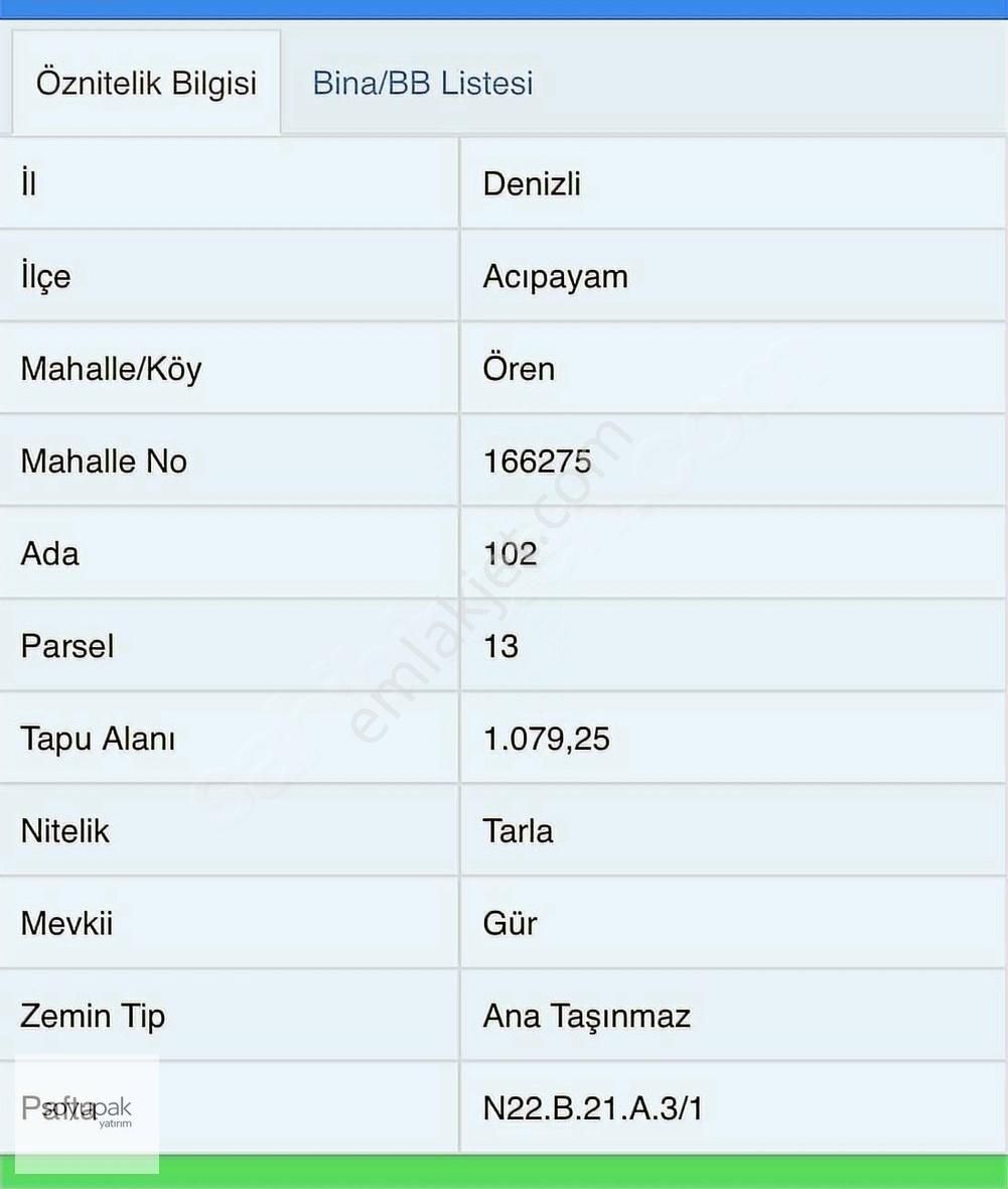 Denizli Acıpayam Ören 102 Ada 13 Par 1.079m2 Tarla Yolu Var - Görsel 4