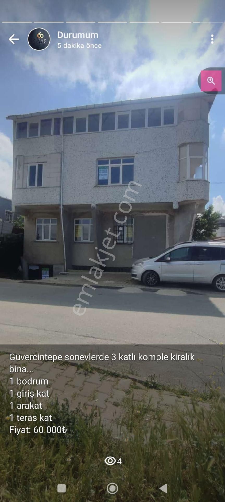 Güvercintepe Sonevlerde 3 Katlı Komple Kiralık Bina