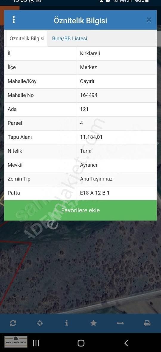 Kırklareli Çayırlıda 11.184 M2 Tek Tapu Tarla