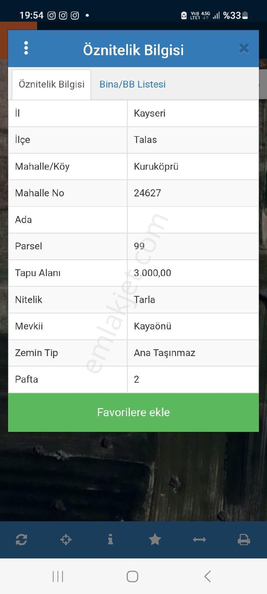 Talas Kuruköprüde Mimarsinan Osb Yakın Trk Tapulu