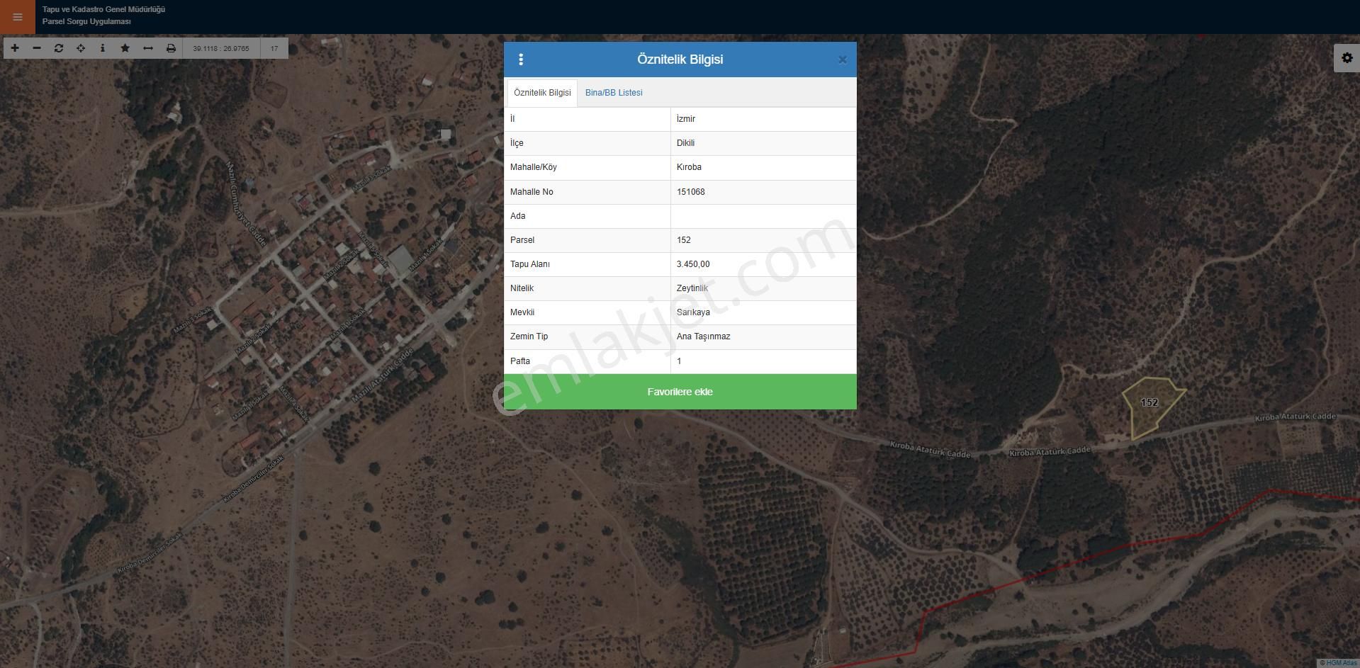Merkez'den İzmir Dikili Kıroba'da Kadastro Yola Cepheli - Görsel 2