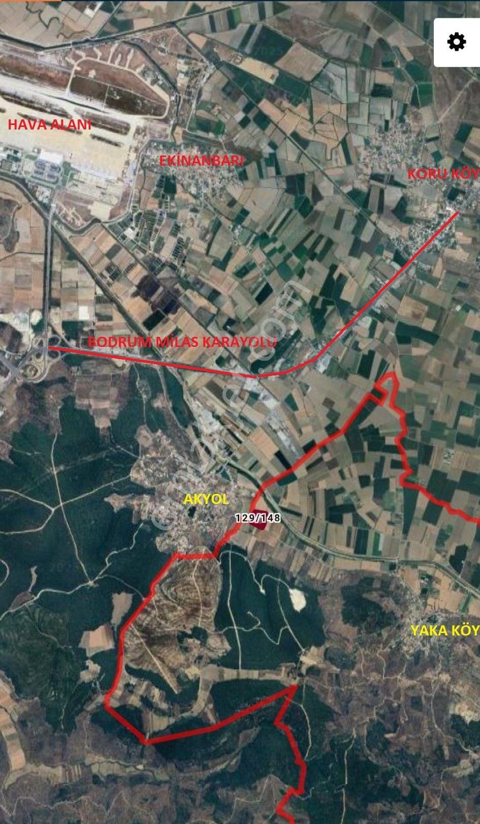 Milas Akyol'da- Resmi Elektrik / Su İçinde - 105m Resmi Yol Cepheli - 10.415 M2 Satılık Kupon Tarla - Görsel 4