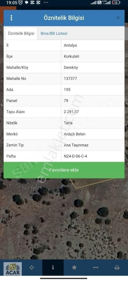 Korkuteli Dereköy Ev Yapımına Uygun Satılık Arsa