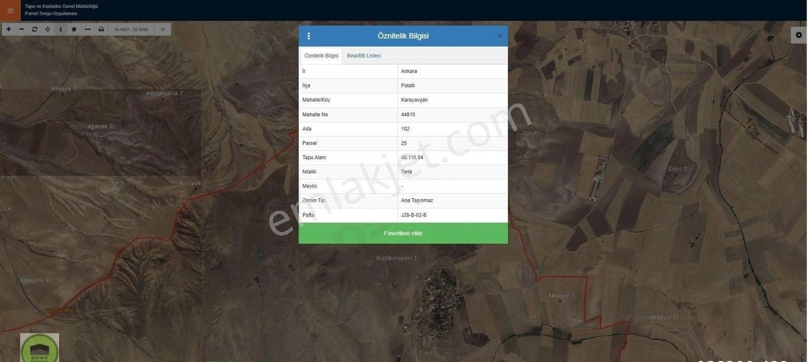 Buewo'dan/polatlı Karayavşan'da/ 70.514 M² Müstakil Tapulu Tarla