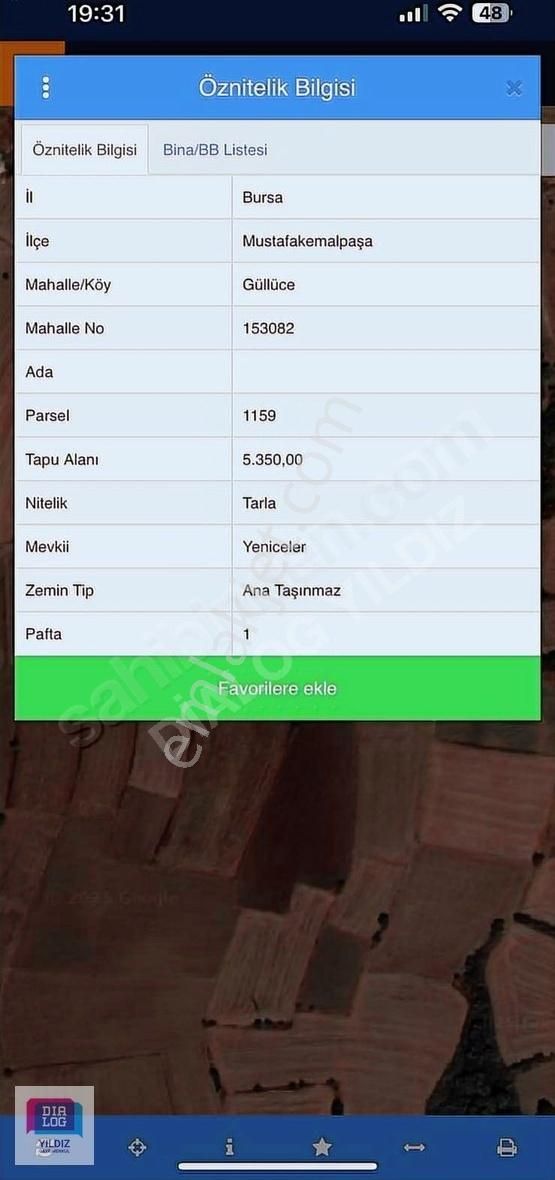 Dialog Yıldız/ M.kemalpaşa Güllüce'de Satılık Tarla Yatırımlık