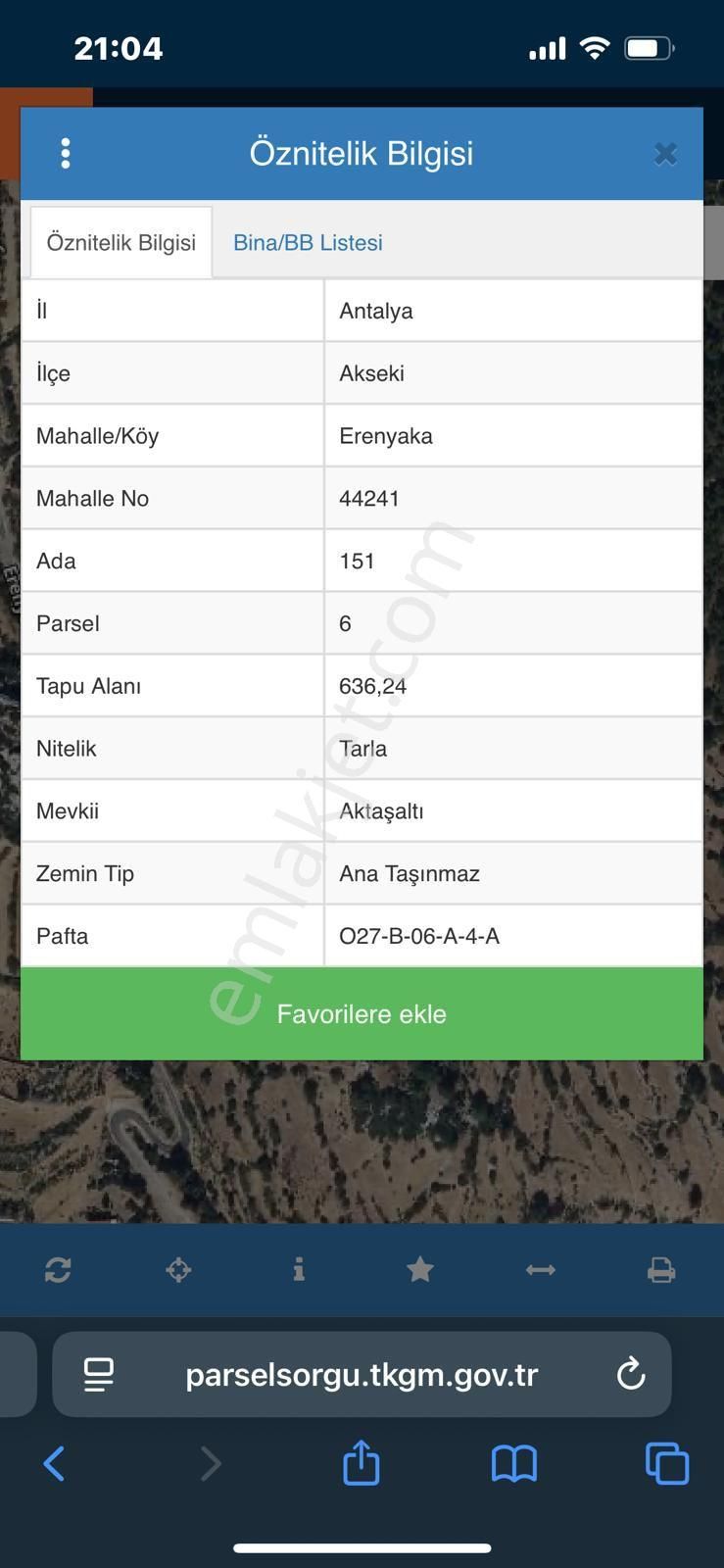 Trent Emlaktan Akseki Erenyaka'da 636 M² Satılık Tarla - Görsel 3
