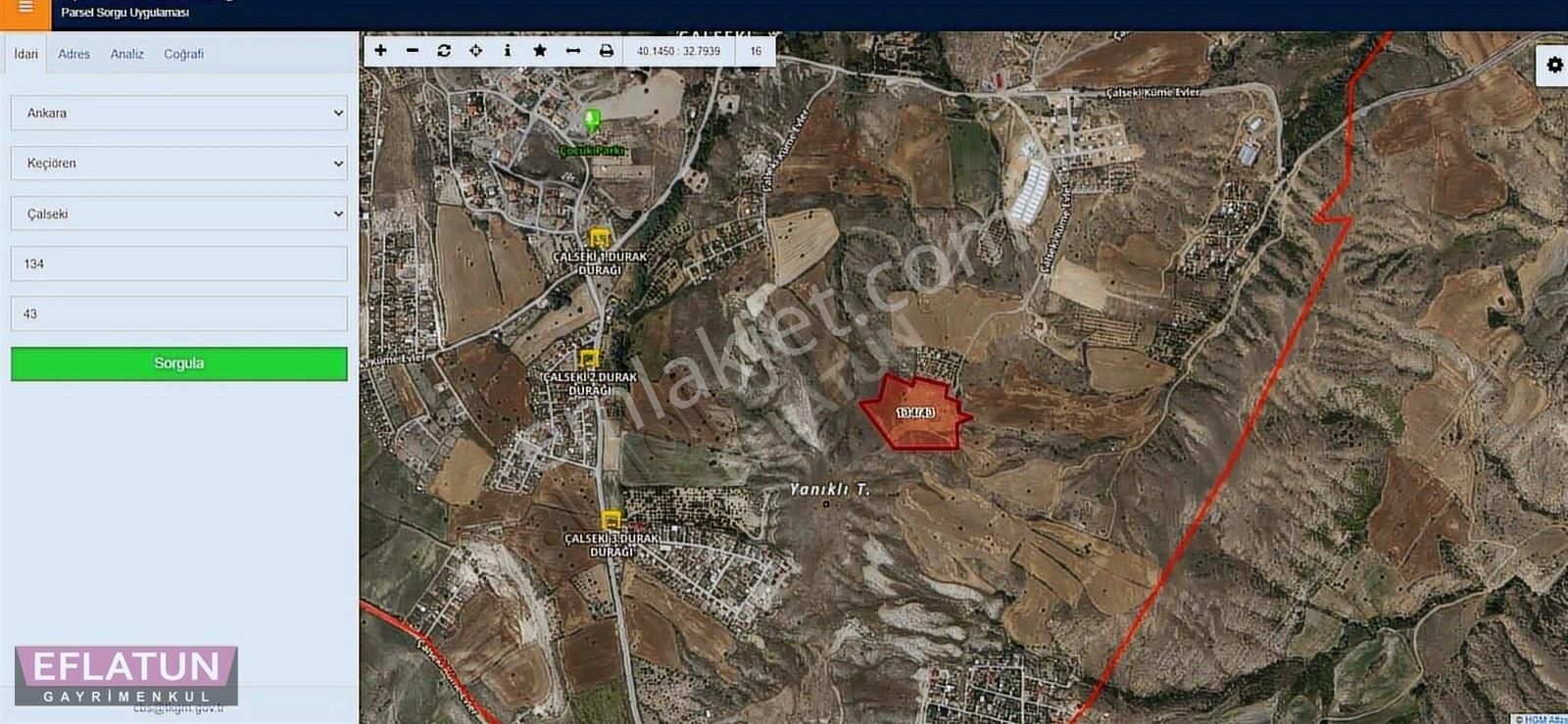 Keçiören Çalseki Bölgesi Tek Tapu 16,5 Dönüm Satılık Arsa