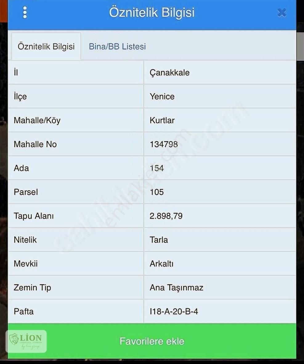 Çanakkale Yenice Kurtlar Köyünde 2.900 M² Satılık Kupon Tarla - Görsel 3