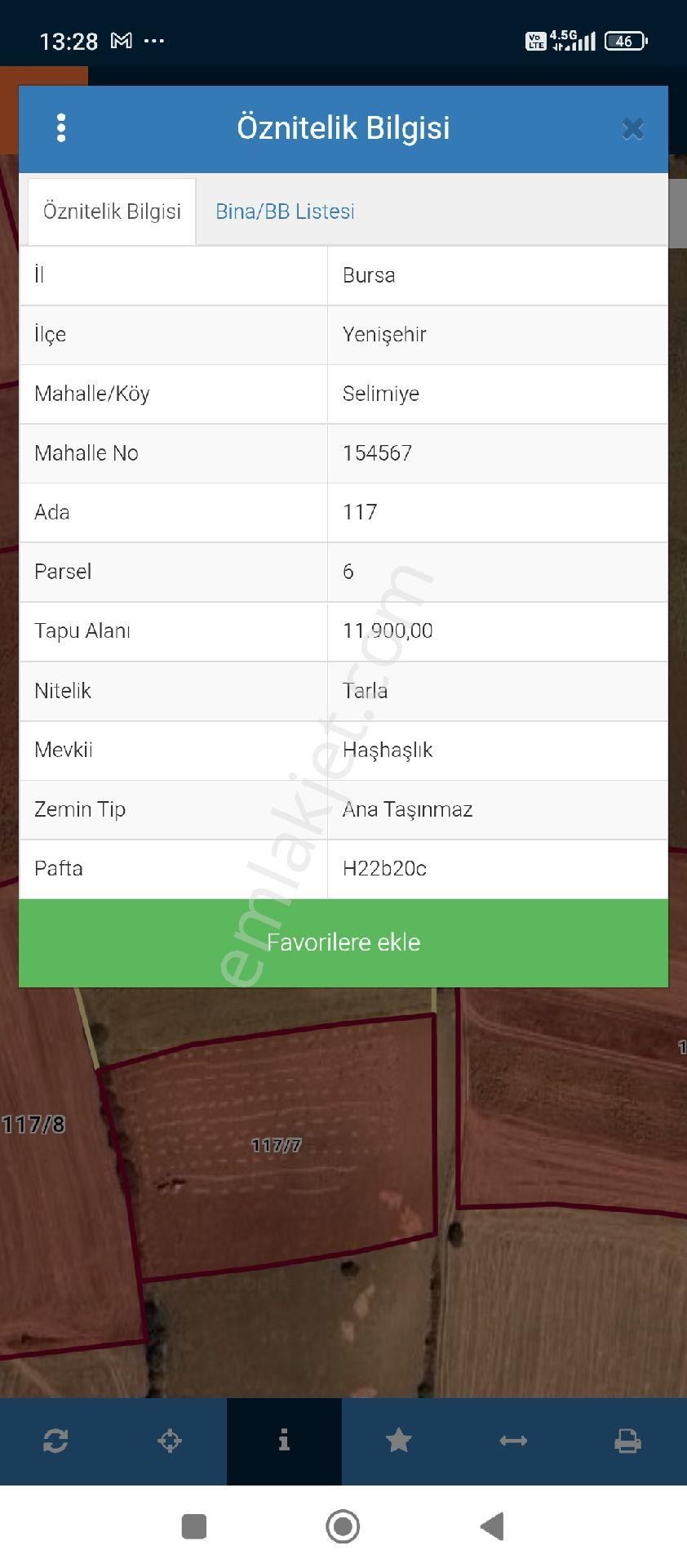 Bursa Yenişehir Selimiye Mahallesi Satılık 1.487 Mt2 Hisseli Tarla
