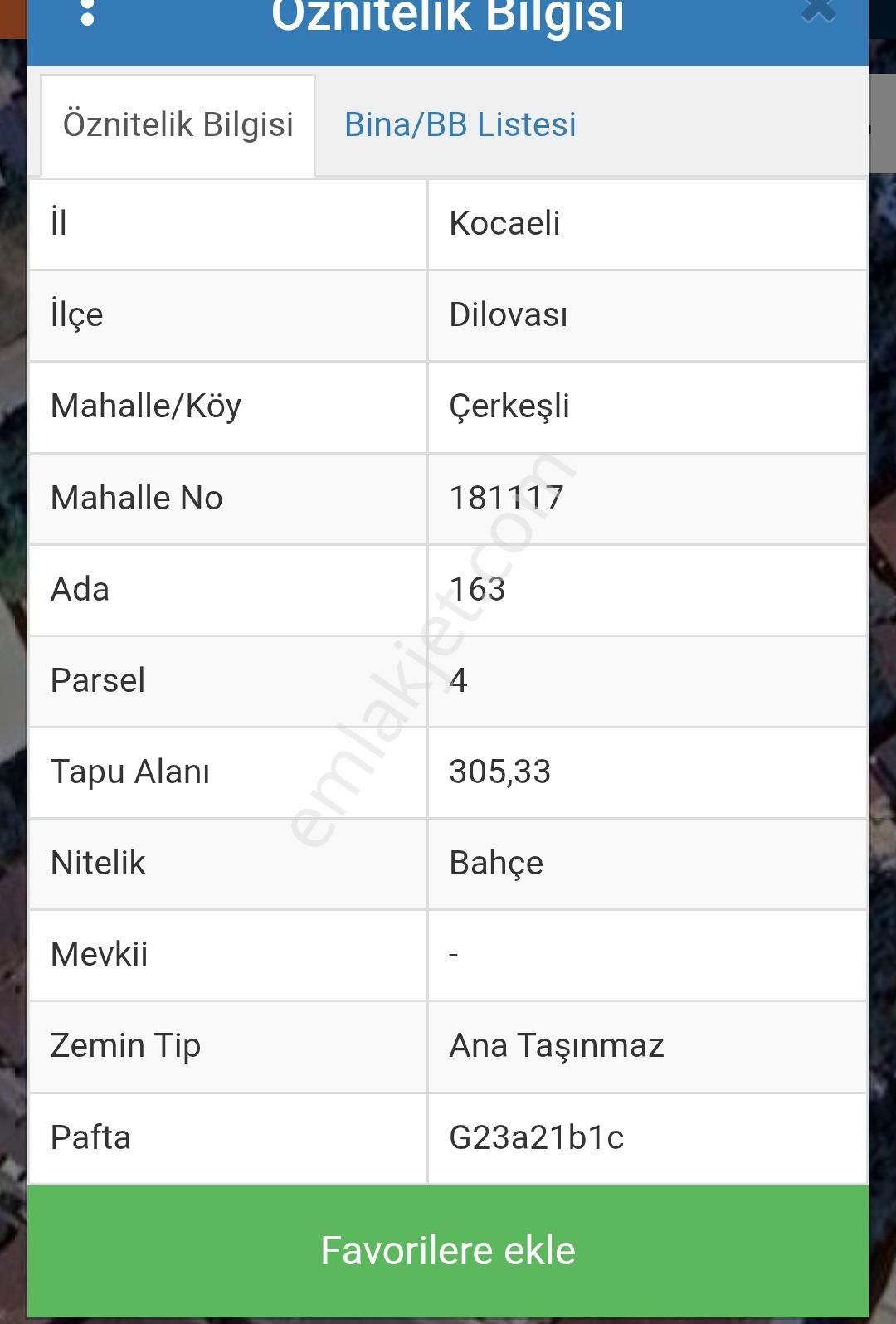 Kocaeli Dilovası Çerkeşli De 305 M² Arsa
