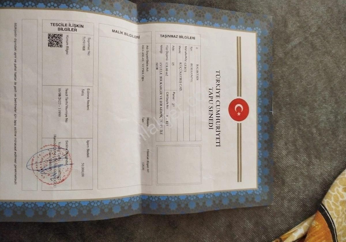 Burhaniye Geriş De Tek Katkı Kerpiç Ev Satılık