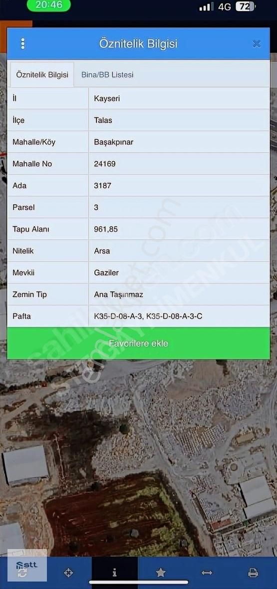 Stt Gyo Satılık Talas Başakpınar'da Köşe Parsel Sanayi Arsası