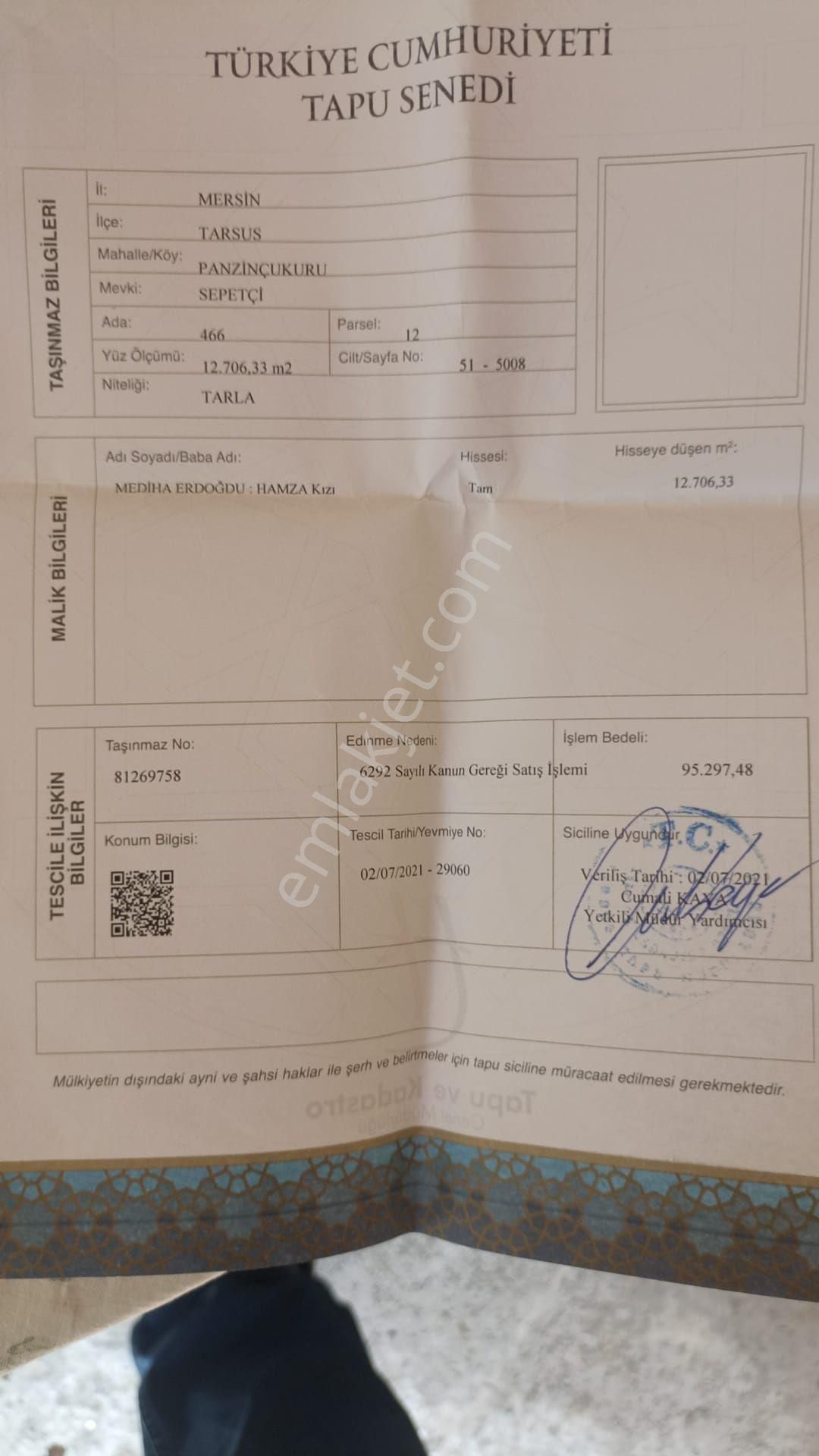 Tarsus Kahramangulek Yaylasinda Tek Tapu Satilik Arazi - Görsel 6