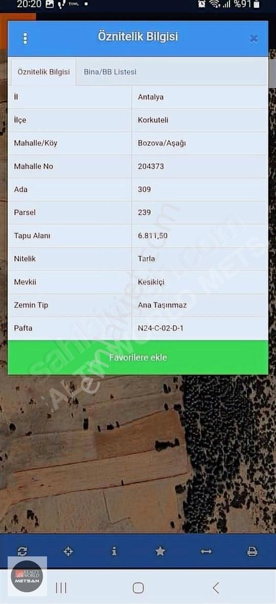 Korkuteli Merkeze Yakın Satılık Tarla