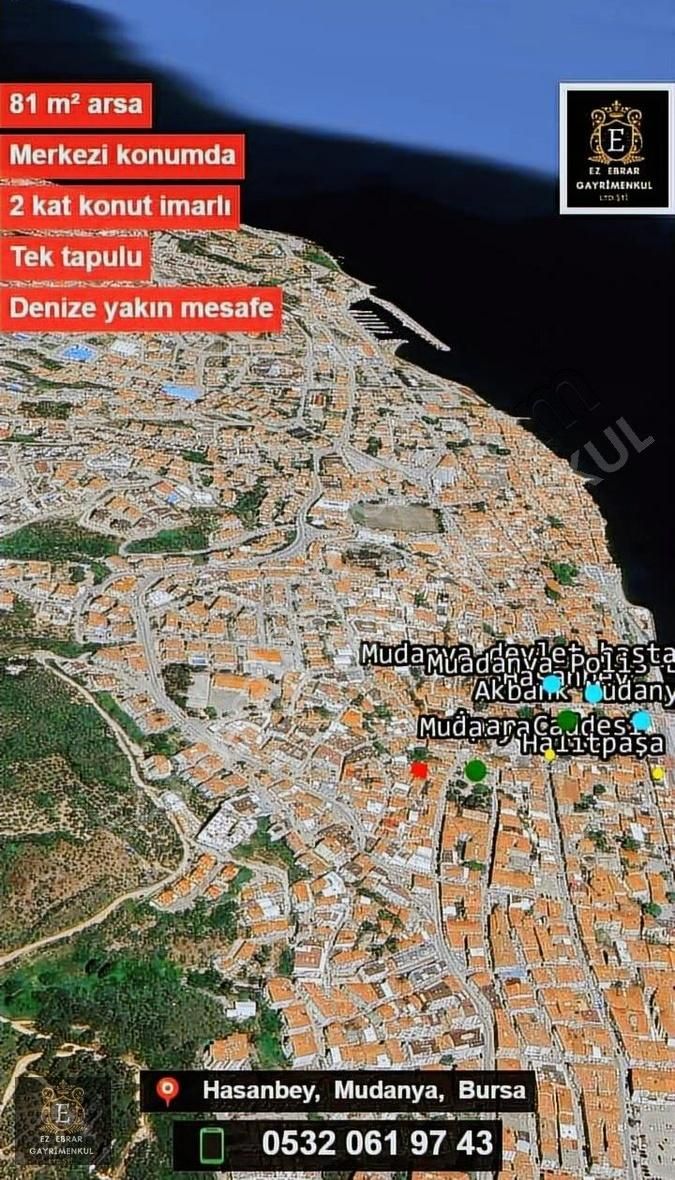 Mudanya Hasanbey'de , Resmi 2 Kat Konut İmarlı Arsa