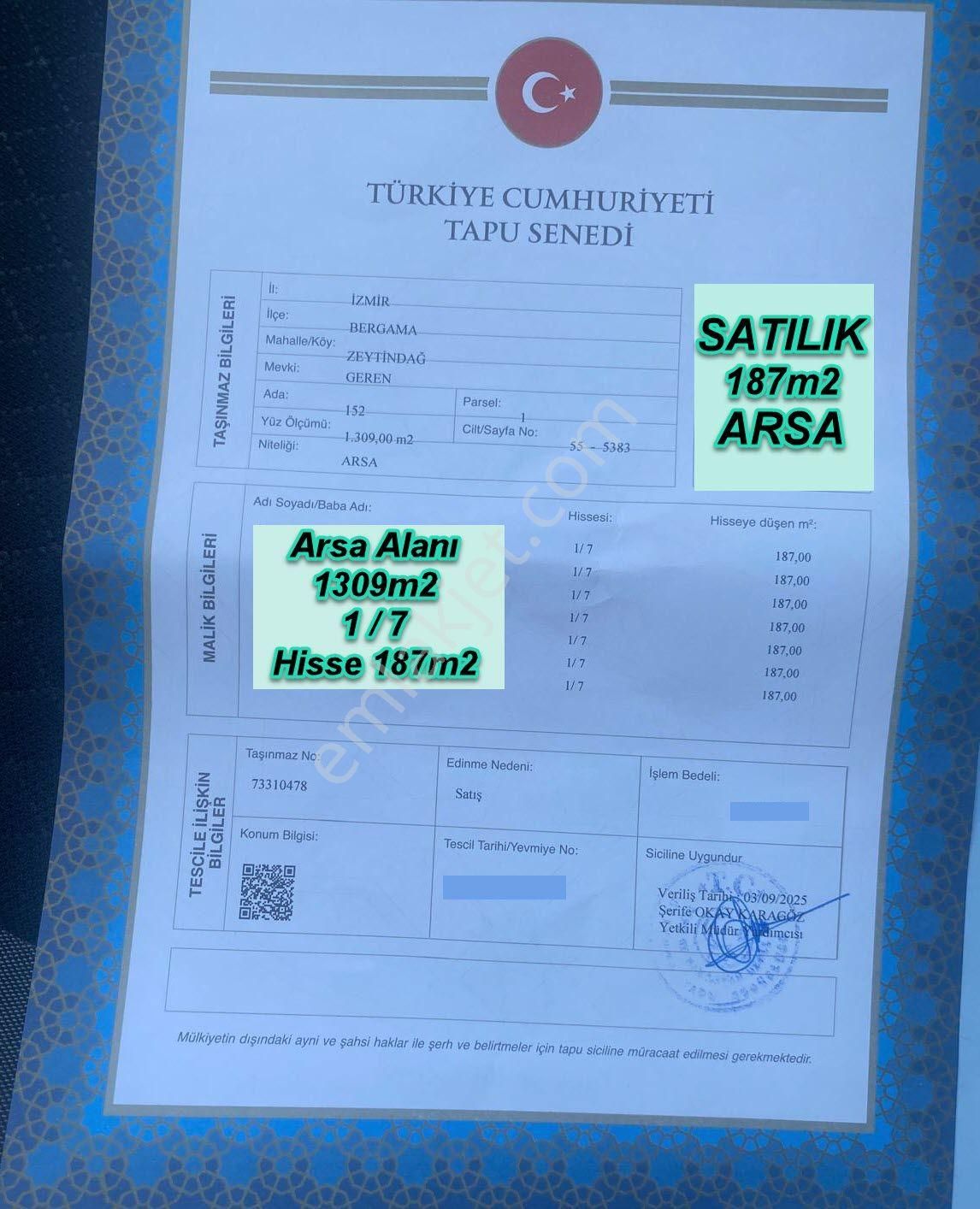 İzmir Bergama Zeytindağ'da Denize Yakın 187m2 Arsa - Görsel 4