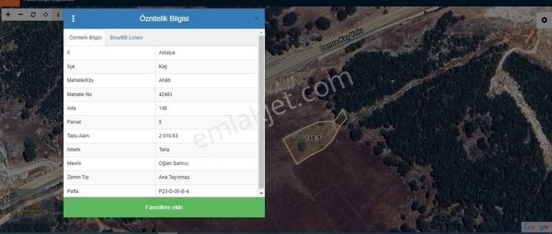 Kaş Ahatlı Mahallesi Sanayi Geliştirme Alanında Satılık Arsa
