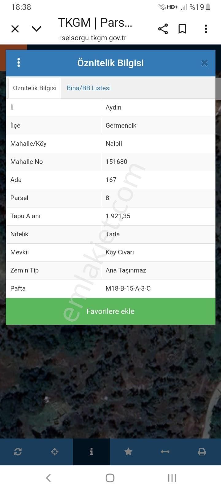 Aydın Germencik Naiplide 1921 M2 Zeytinlik