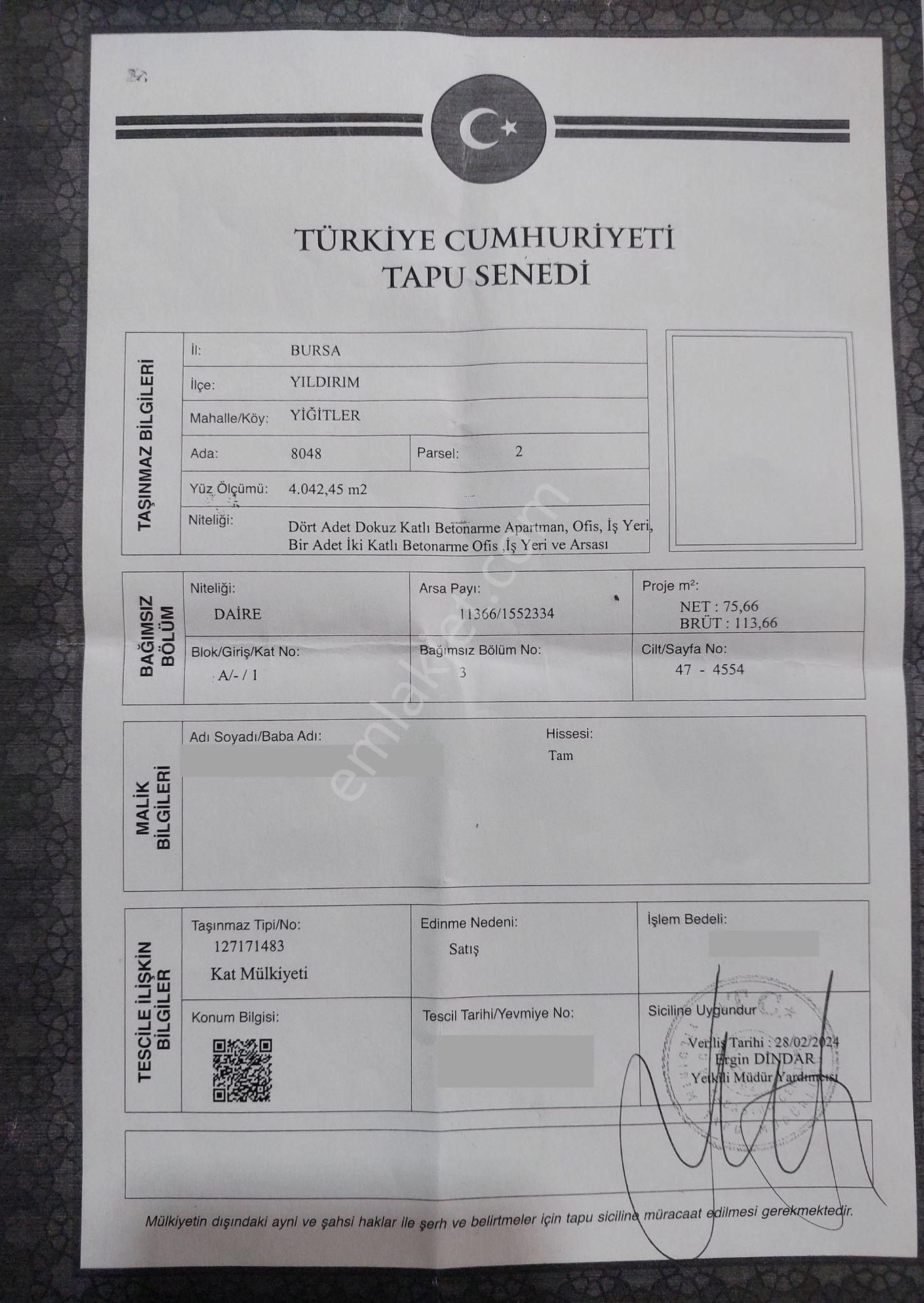 Bursa Yılıdırım Yiğitler Tokide Satılık 2+1 75m2 Sıfır Daire - Görsel 5