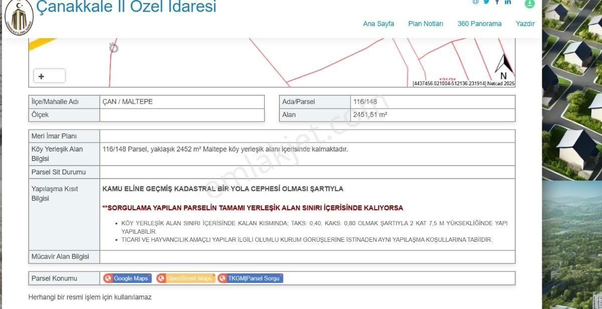 Çanakkale Çan Maltepe Köyü 2.450 M2 İmarlı Fırsat Arsa - Görsel 12
