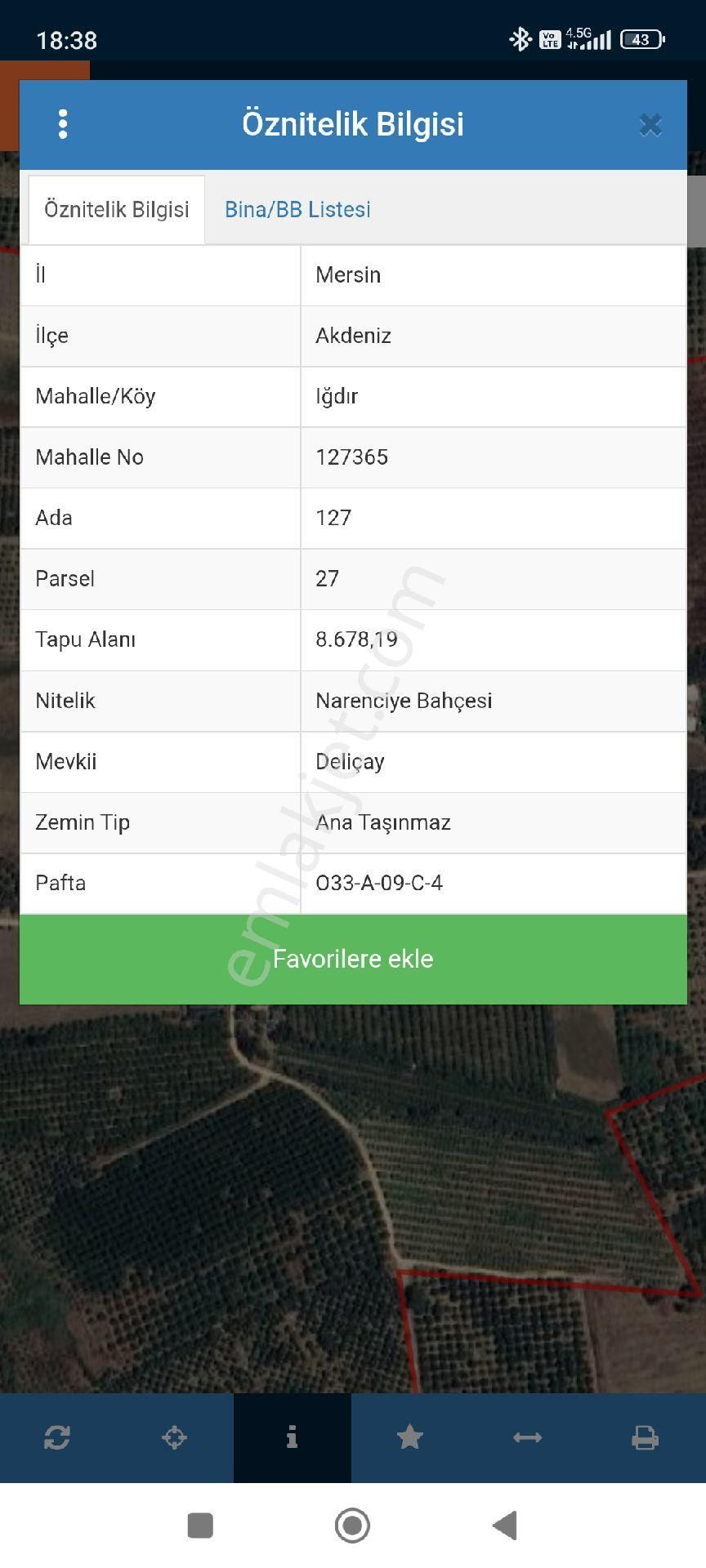 Mersin Akdeniz Iğdırda Satilik Bos Arazi