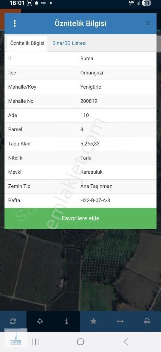 Bursa Orhangazi Yenigürle'de 5265m2 Resmi Yol Cephe Kupon Arazi - Görsel 4