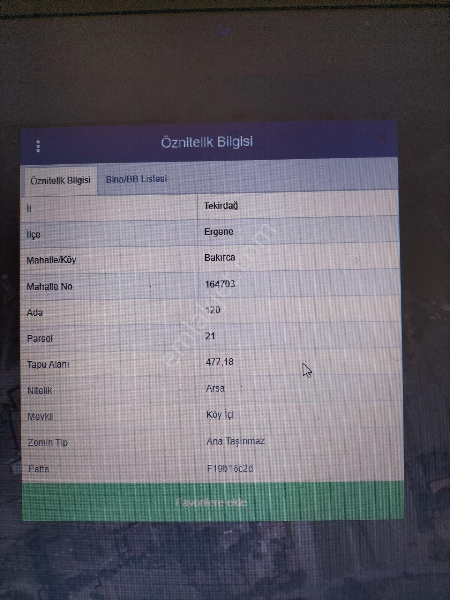 Kayalardan 477 M2 Ergene Bakırcada Acil Satılık Arsa