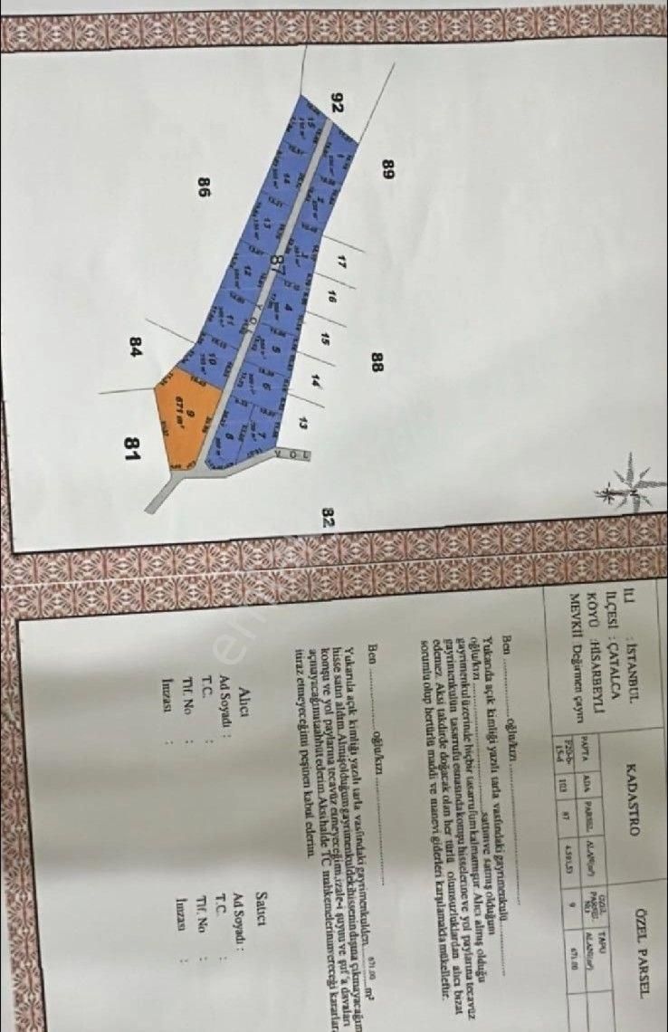 İstanbul Çatalca Hisarbeyli'nde Yatırımlık Tarladan Hisse - Görsel 3