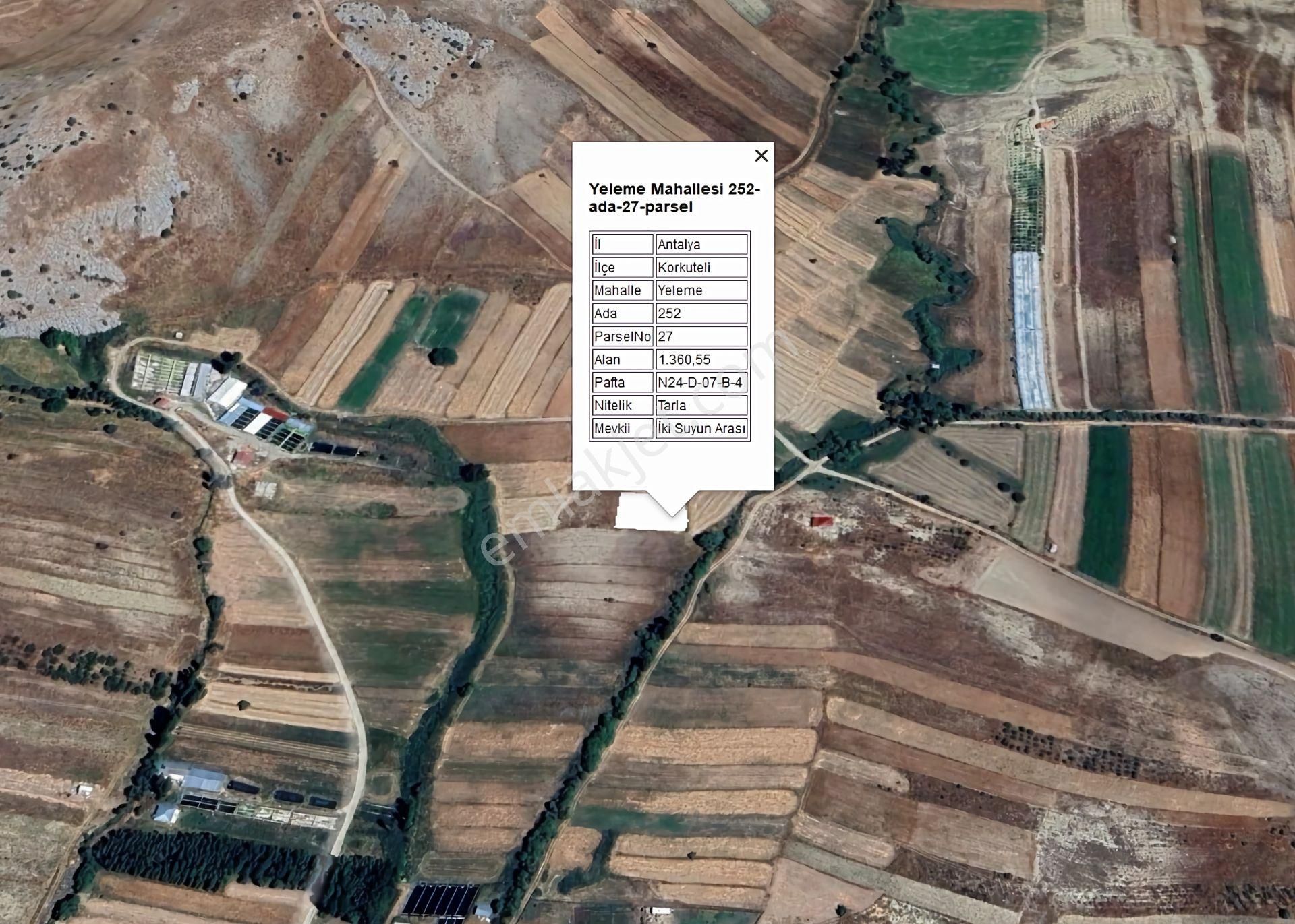 Antalya Korkuteli Yeleme Köyü 1360m2 Yatırımlık Satılık Tarla - Görsel 5