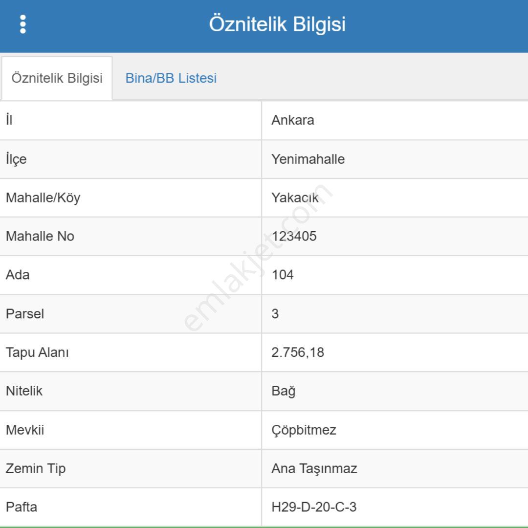 Yenimahalle Yakacık'ta 2756 M² Satılık Bağ Yeri - Görsel 3