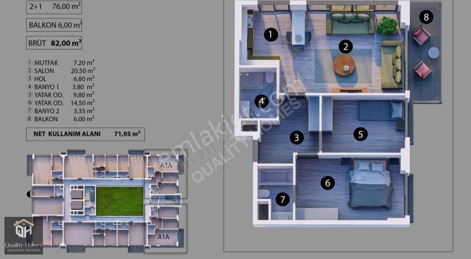 Satılık 2+1 Daire Lara Plajı Yakın Havuzlu Güvenlikli Sitede - Görsel 16