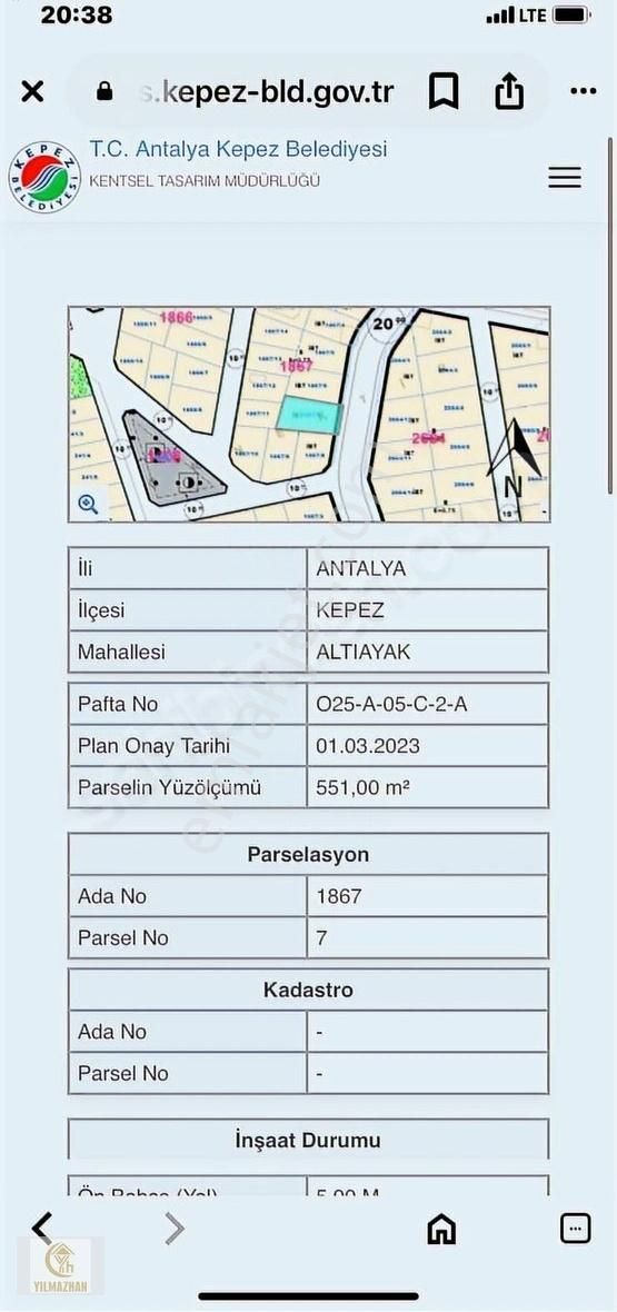 Varsak Altayakta 550 Metre Ticari Arsa Satılıktır - Görsel 2