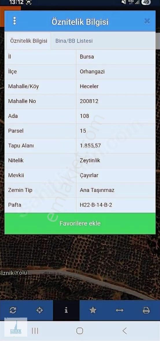 Bursa Orhangazi Heceler Mah. Çift Yola Cephe 464 M2 Zeytinlik