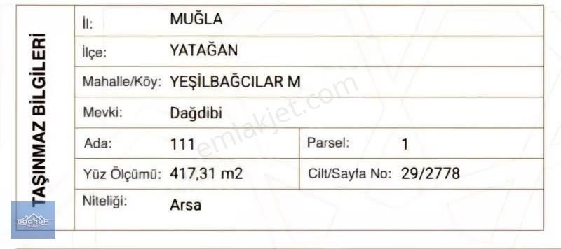 Muğla Yatağan İmarlı Arsa 417m2 Konut İmarlı - Görsel 8