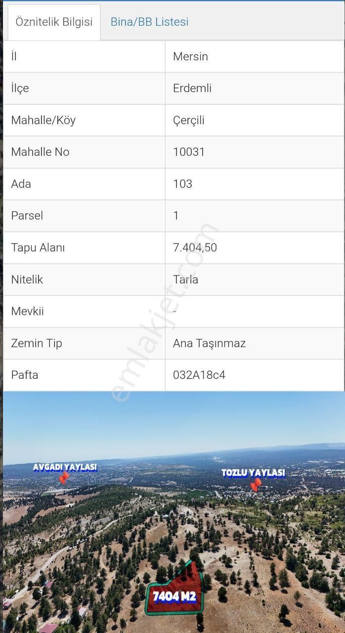 Thor'dan Satılık Erdemli Tozlu Yaylası 7404 M2 Arsa - Görsel 3