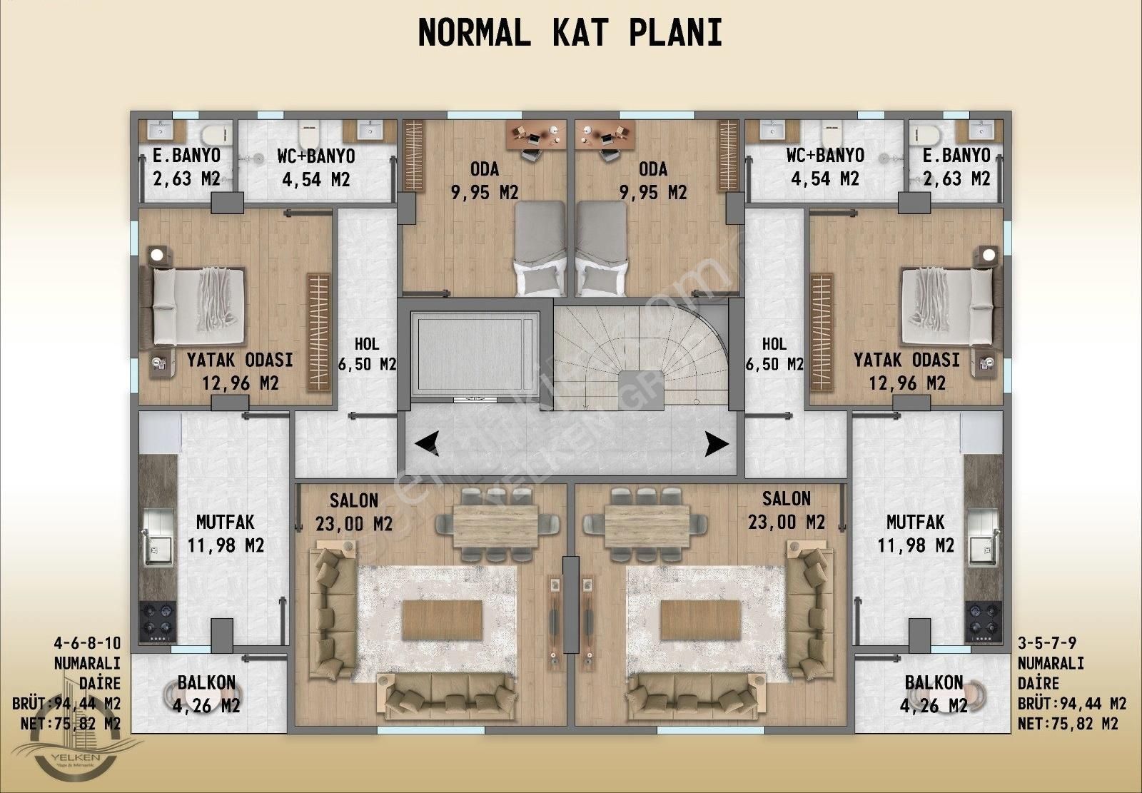 Yelken Grup'tan Satılık Fatih Mah. Lüks 2+1 95 M2 Daireler