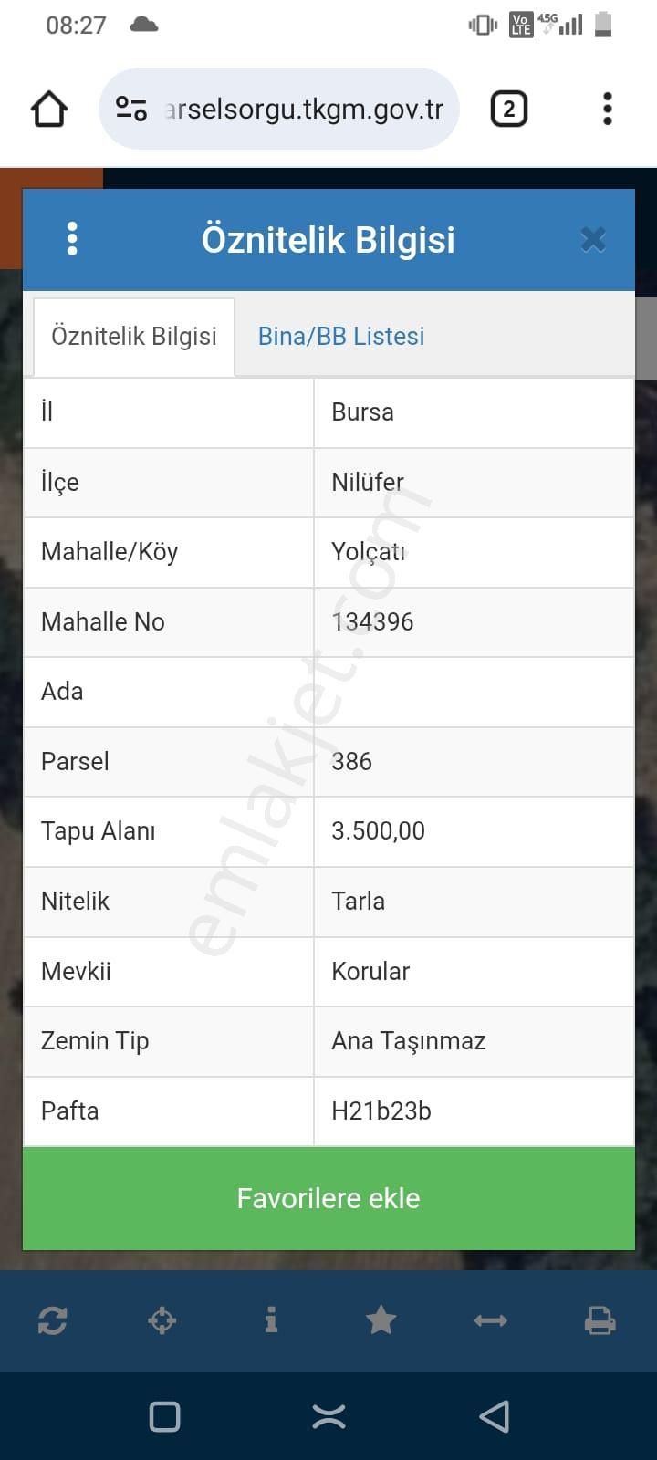 Yolçatı Korularda Satılık 204 Metre Hisseli Tarla
