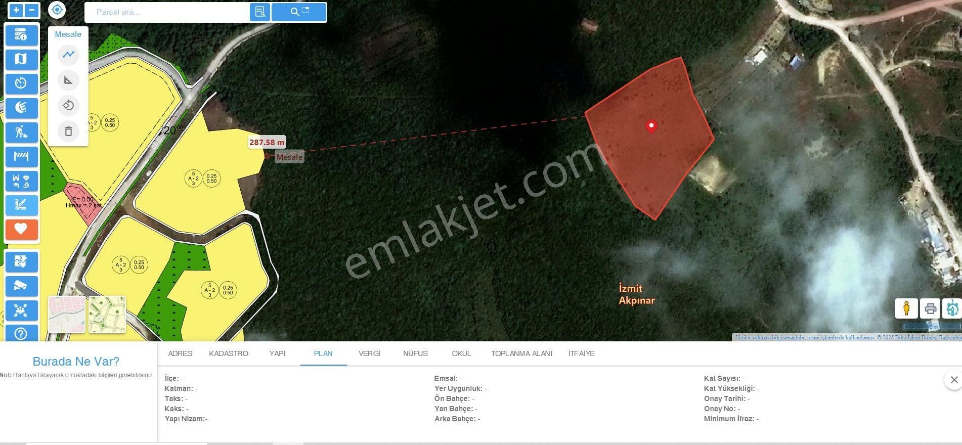 Kocaeli İzmit Akpınar'da 9400 M2 Şehre Yakın Satılık Tarla
