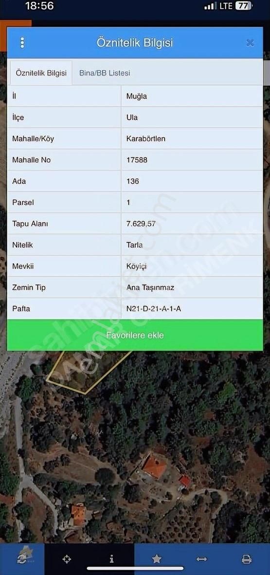 Muğla Ula Karabörtlen Mahallesi Satılık 7629m2 Tarla - Görsel 2