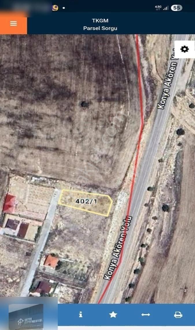 Meram Hatunsaray Tapulama 800 M2 Akören Yoluna Cephe Villa Arsa - Görsel 8