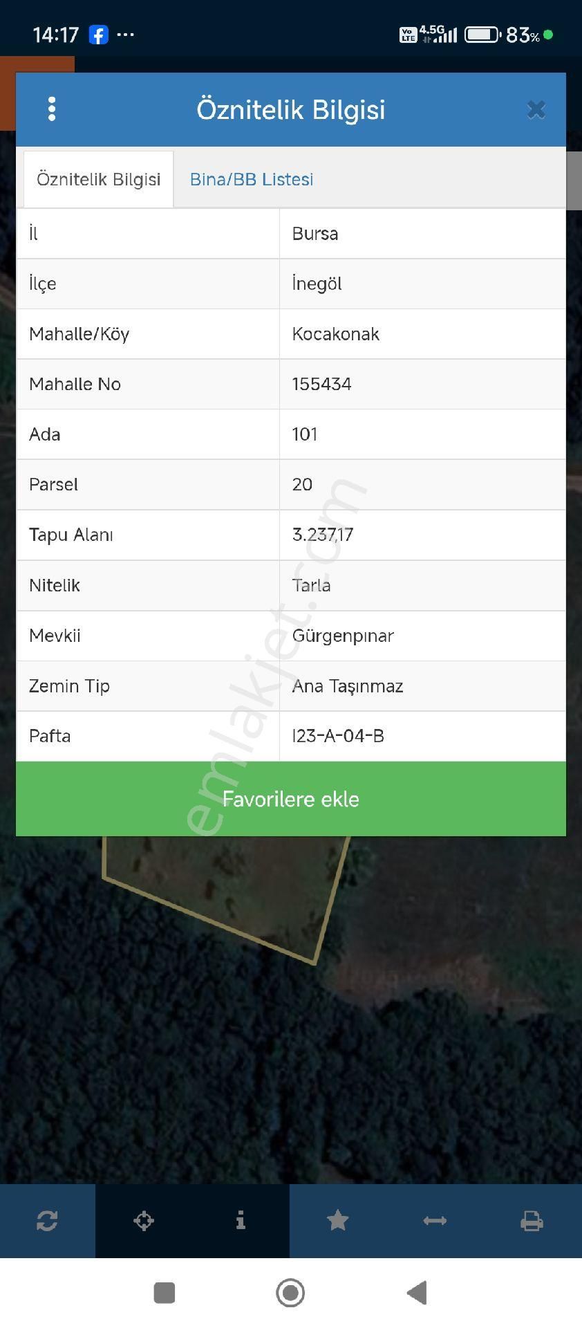 İnegöl Kocakonak Mah Satılık Bahçe