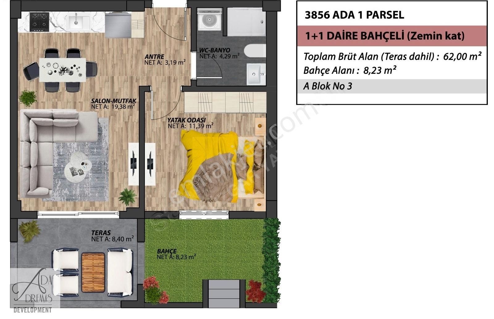 Ada Dreams/ Dalaman Adalıfe Sitesinde Satılık Bahçeli 1+1 Daire - Görsel 16