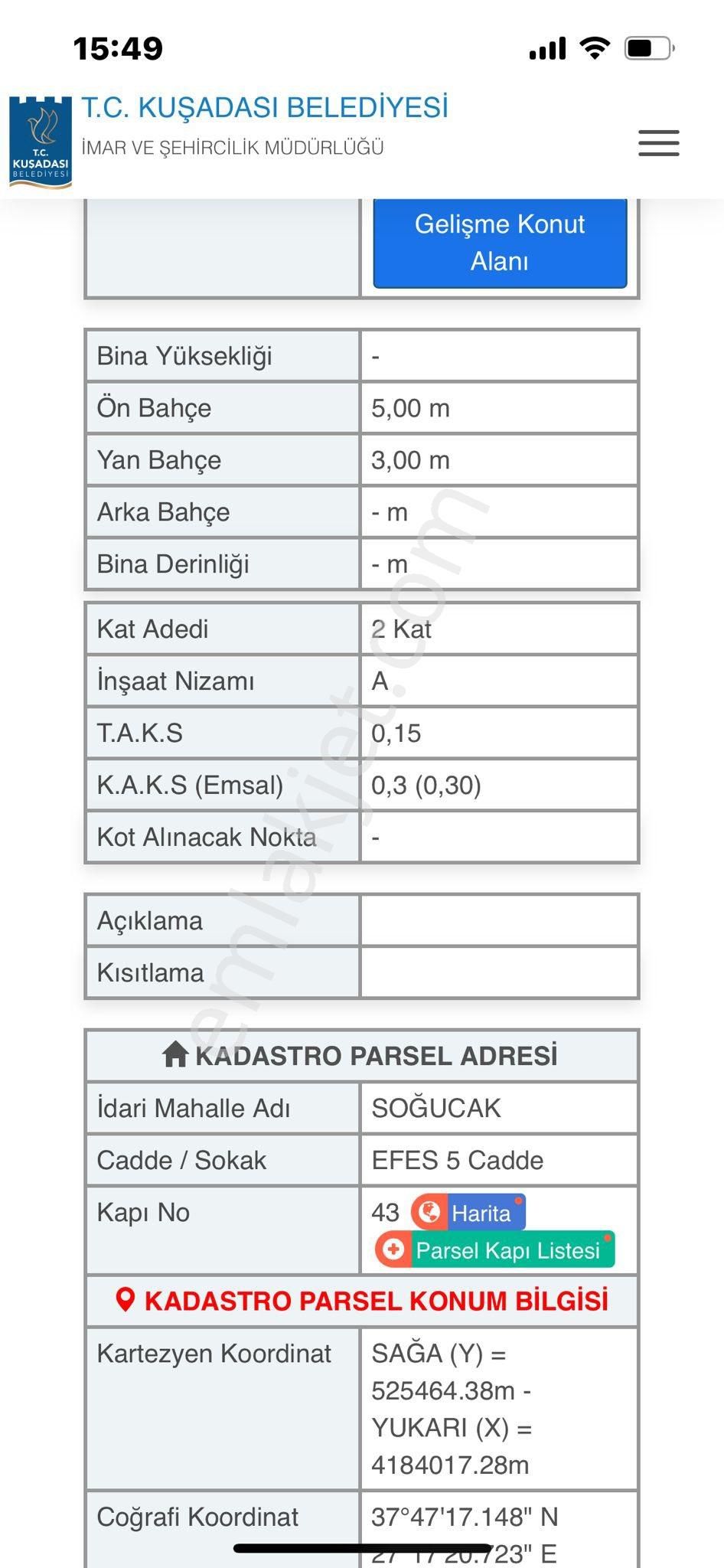 Kuşadası Soğucak'ta Yatırımlık 320m2 Satılık Arsa - Görsel 2