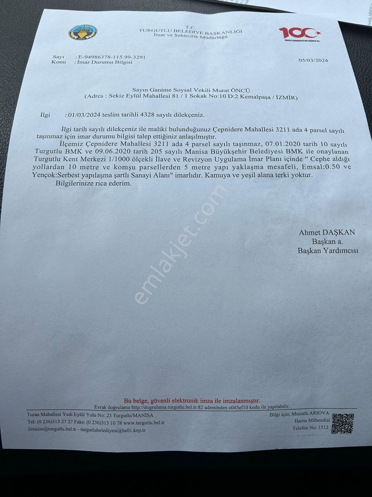 Manisa Turgutlu Çepnidere’de %50 Sanayi İmarlı Kaçırılmayacak Arsa! - Görsel 3