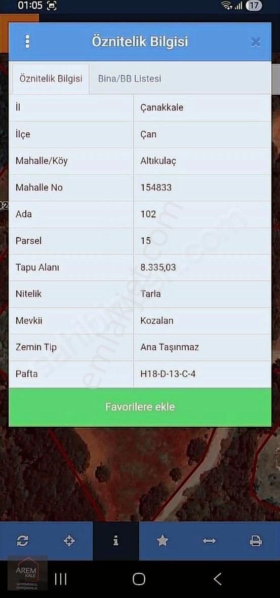 Çanakkale Çan Altıkulaç Köyünde 8.335m2 Satılık Tarla - Görsel 3