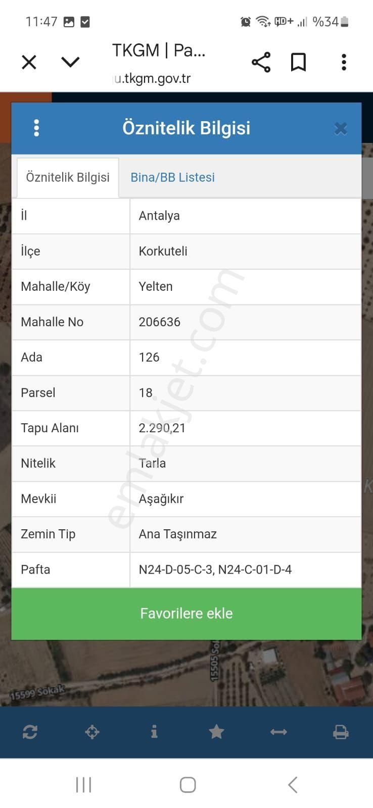 Yelten Yatirimlik 2290m2 Tarla - Görsel 3