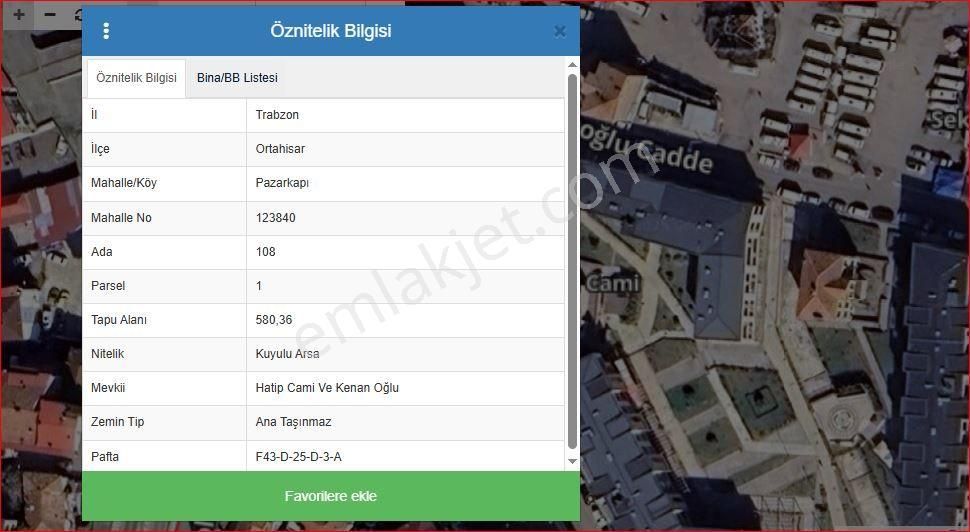 Kamer'den Ortahisar,pazarkapı Mah.'de Satılık Arsa Hissesi