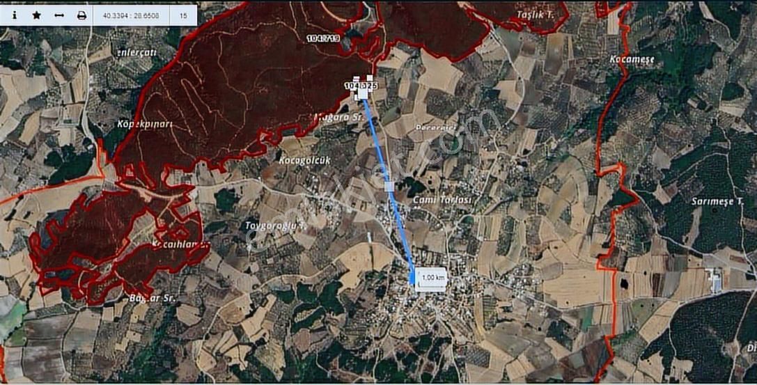 Mudanya Söğütpınar'da Yola Cephe, Deniz Manzaralı 5551 M'2 Tarla - Görsel 2