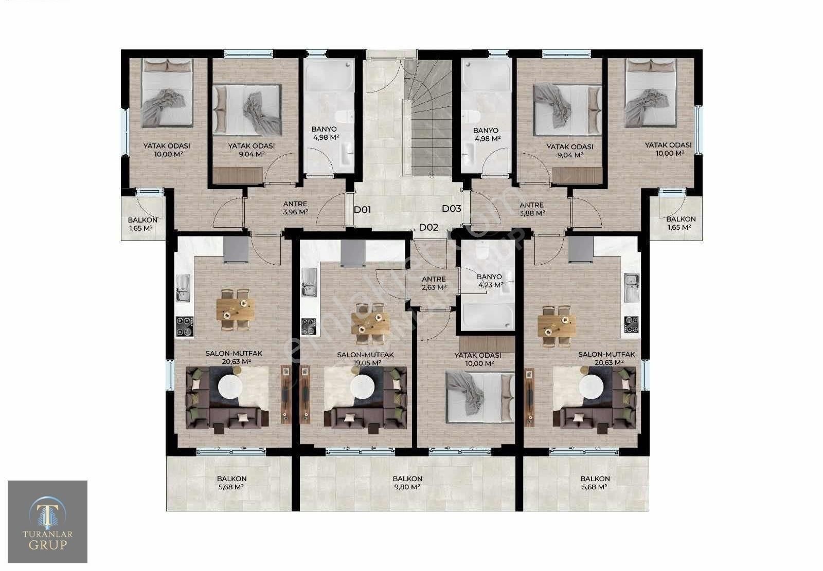 Turanlar Gruptan Projeden Satılık 1+1 50 M2 Daire - Görsel 8